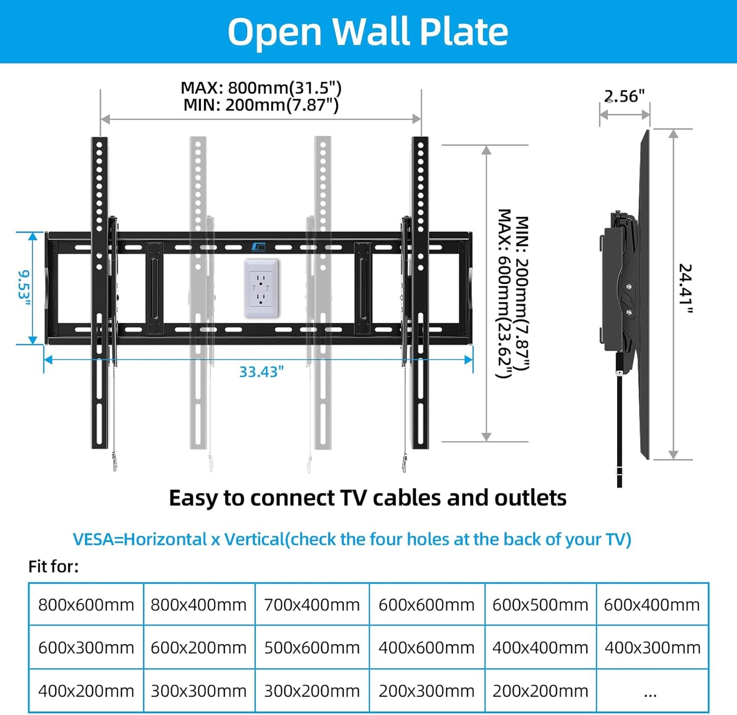 HOME VISION Tilting TV Wall Mount for Most 48-120 inch Flat Curved TVs up to 200 lbs,Heavy Duty TV Mount Max VESA 800x600mm,Wall Mount TV Bracket Fit 16"18"24" Wood Studs Space Saving for LED OLED LCD