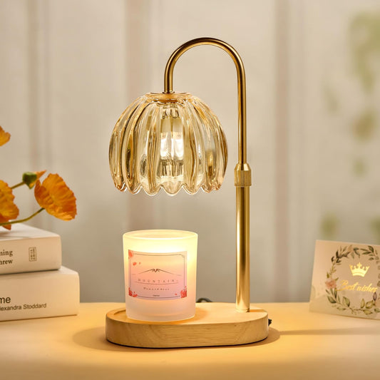Heymirro Candle Warmer Lamp with Timer Dimmer Adjustable Height, Wax Warmer Lamp for Jar Candles with 2 Bulbs, for Home Decor, Mother's Day, Birthday Gifts for Women