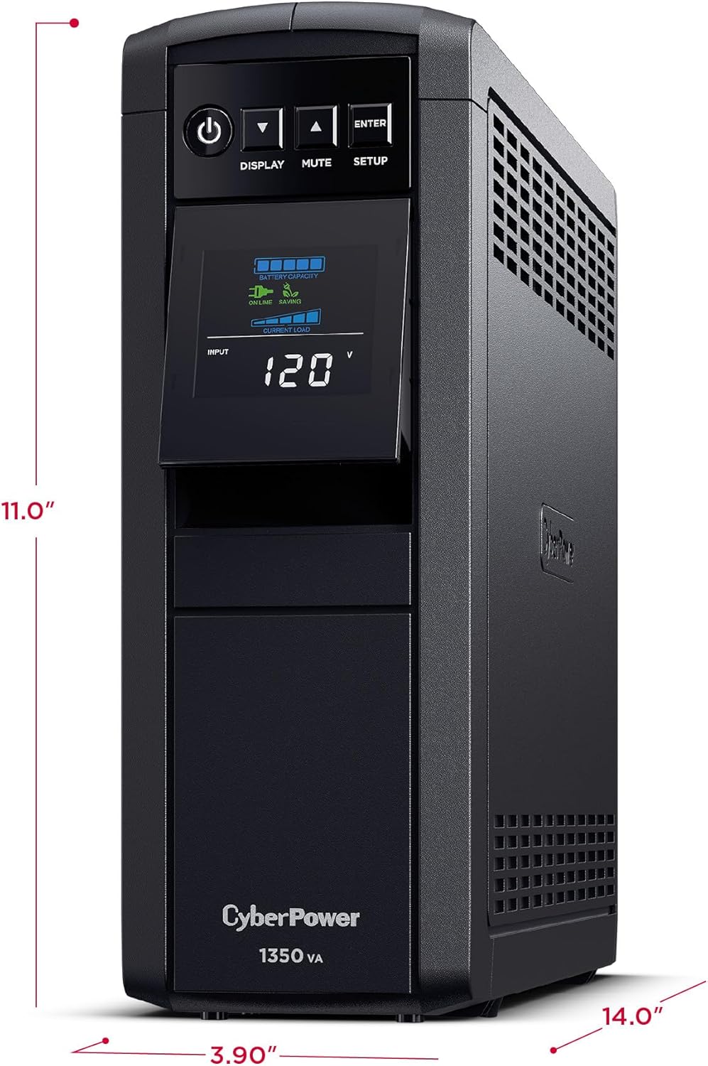 CyberPower CP1500PFCLCD PFC Sinewave UPS System, 1500VA/1000W, 12 Outlets, AVR, Mini Tower, Black