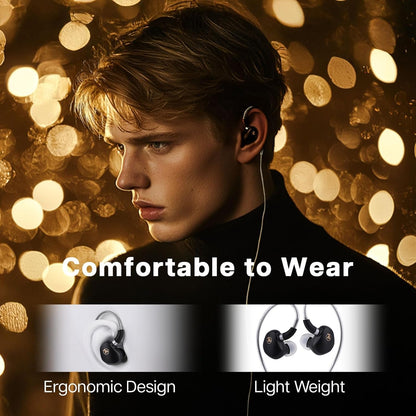 Linsoul 7HZ G1 in-Ear Monitor, 10mm DLC Diaphragm Dynamic Driver IEM Earphone, Wired Gaming Earbuds with Detachable OFC Silver-Plated Cable for Musician Audiophile (3.5mm No Mic, Black)