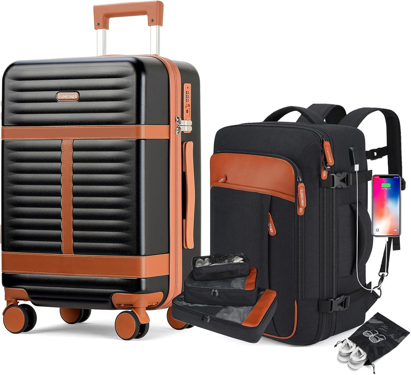 Lumesner Carry on Backpack, Extra Large 40L Flight Approved Travel Backpack for Men & Women