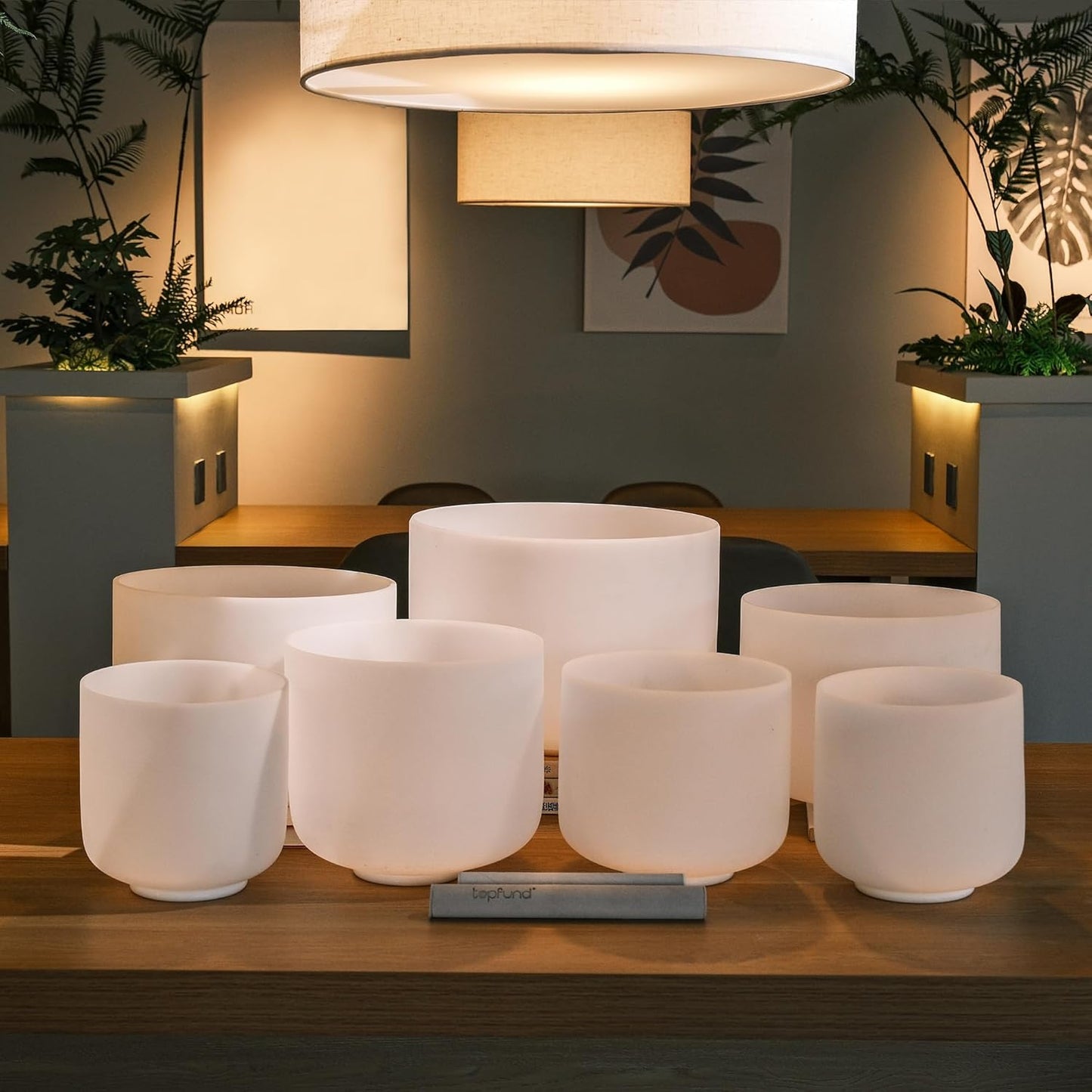 TOPFUND F Note Crystal Singing Bowl Heart Chakra 8 inch with Heavy Duty Carrying Case and Suede Striker