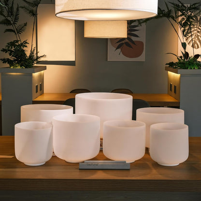 TOPFUND F Note Crystal Singing Bowl Heart Chakra 8 inch with Heavy Duty Carrying Case and Suede Striker