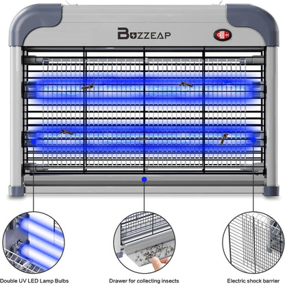 Buzzeap Electronic Indoor Mosquito Killer, Indoor Insect Killer, Fly Killer, Bug Zapper, 2800V Powerful Electric Mosquito Killer - 2 Pieces Extra Replacement Bulbs, Durable Fly Trap