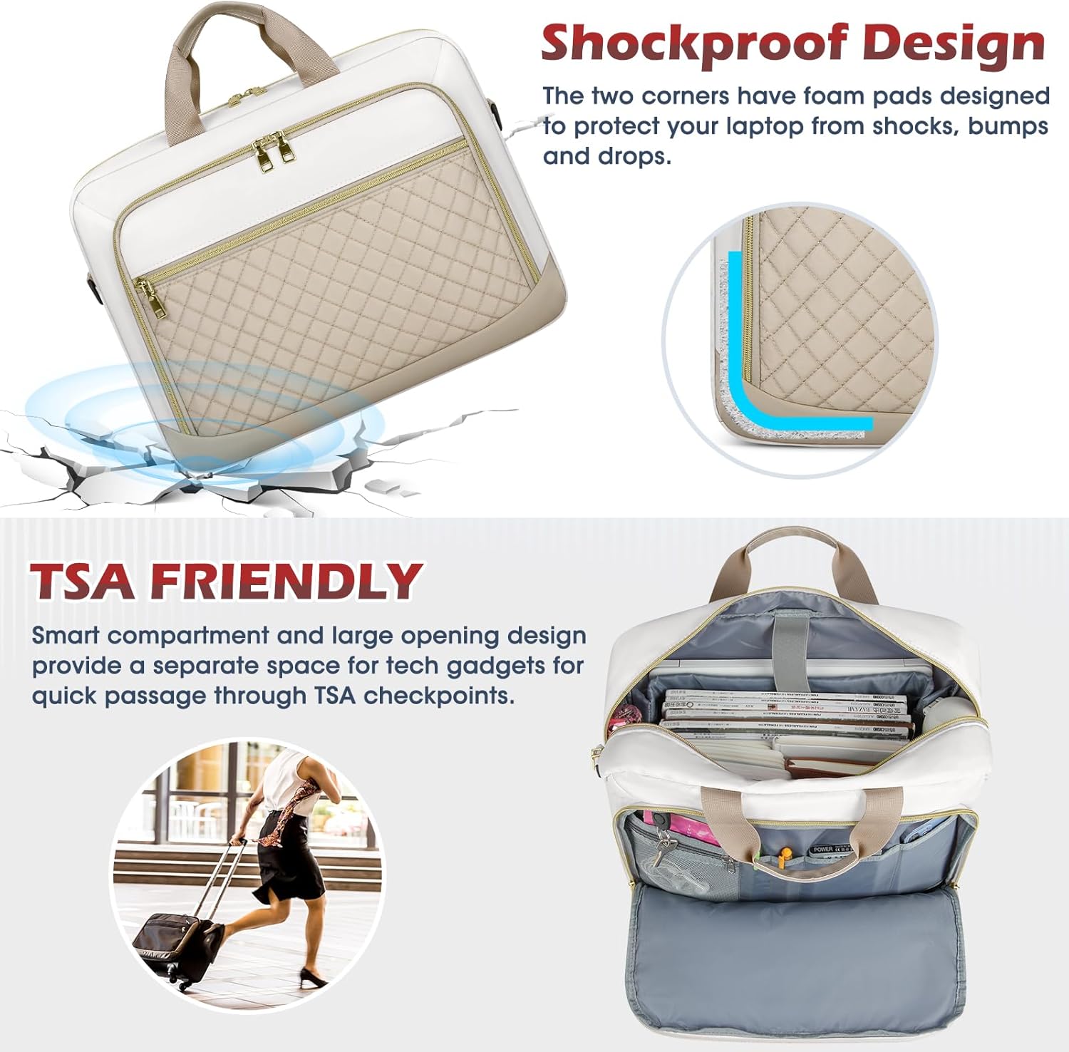Laptop Bag 17 Inch Laptop Briefcase for Women Waterproof Computer Messenger Bag Professional Laptop Case for Business Work - PuriLite
