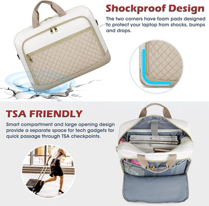Laptop Bag 17 Inch Laptop Briefcase for Women Waterproof Computer Messenger Bag Professional Laptop Case for Business Work - PuriLite