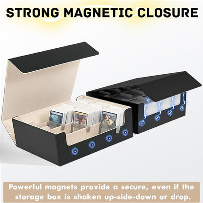 ZLCA Card Storage Box for MTG PTCG, Commander Deck Box Holds 3000+ Cards, Card Storage Case with 4 Stoppers, Card Organizer for TCG Sport Cards (Black)