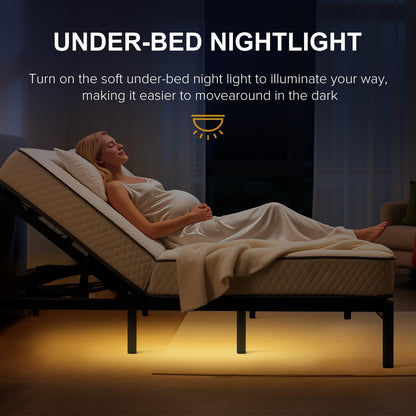 Adjustable Bed Frame with Massage and Zero Gravity Positions, Queen Size Sturdy Steel Electric Bed Base with Remote Control, USB Ports and 4 Height Adjustable Legs for Reading Watching TV