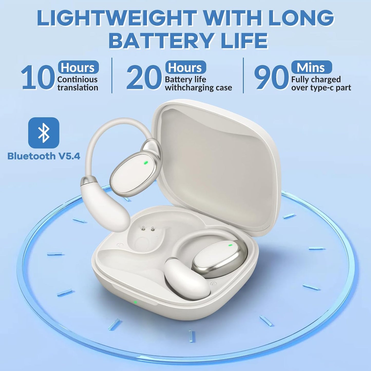 Language Translator Earbuds Offer Two Way Real-time Translation in 138 Languages, with Bluetooth and an APP Provide Online Instant Voice Translation for Travel Business and Learning