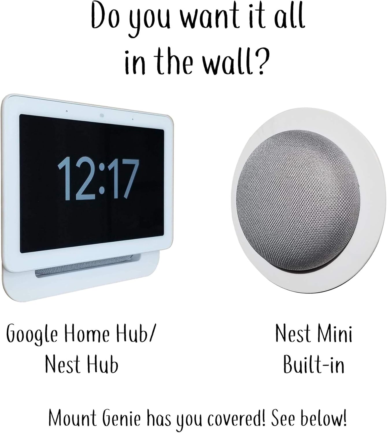 Mount Genie Simple Built-in Wall Mount for Google Nest Mini (2nd Gen) | Award Winning Design | Improves Sound and Appearance | Designed in USA (1-pack)