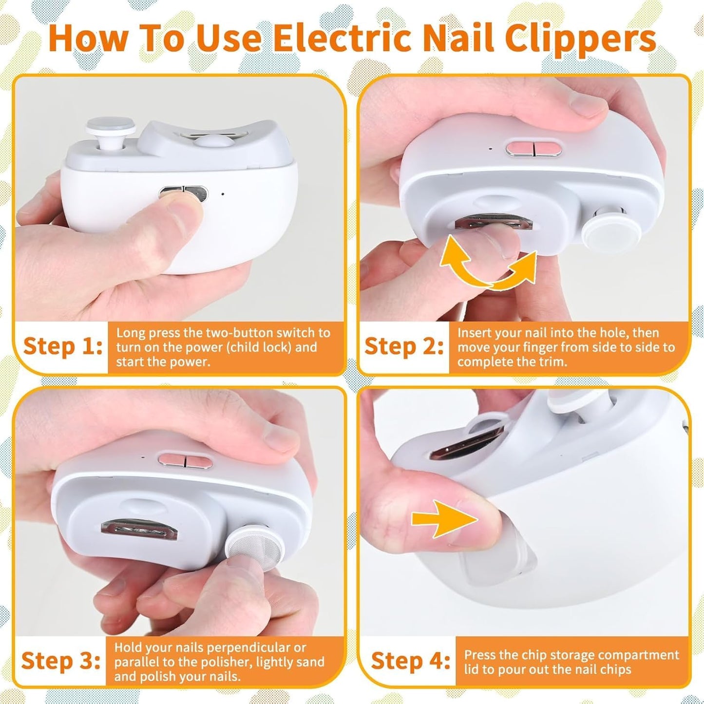 Automatic 3 in 1 Electric Nail Clipper with Polishing, Safe and Convenient Nail Trimmer, 2 Adjustable Speeds Electric Toe Nail Clippers Nail Cutter with Light for Seniors Kids Adults (Purple)