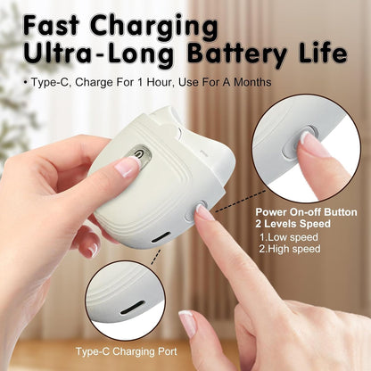Electric Automatic Nail Clipper Cutter，2024 New 2in 1 Fingernail Clippers File with Nail Scraps Storage, Led Light, USB Rechargeable Safety Fingernail Trimmer for Adult Seniors Baby (White)