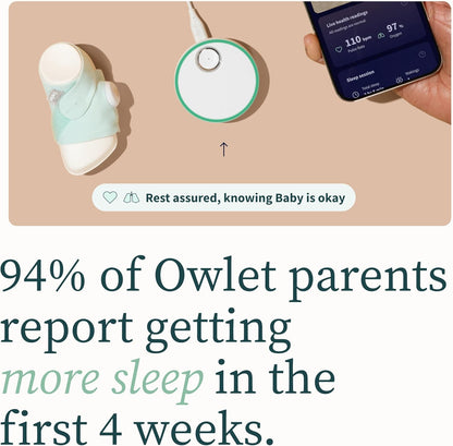 Owlet Dream Sock - Smart Baby Monitor View Heart Rate and Average Oxygen O2 as Sleep Quality Indicators. Wakings, Movement, and Sleep State. Digital Sleep Coach and Sleep Assist Prompts, Mint