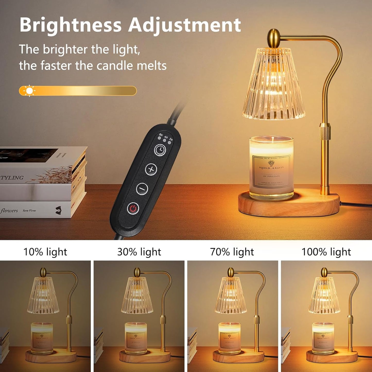 Candle Warmer Lamp with Timer and Dimmer Adjustable Height, Candle Warmer for Scented Jar Candles Home Decor Christmas Gifts