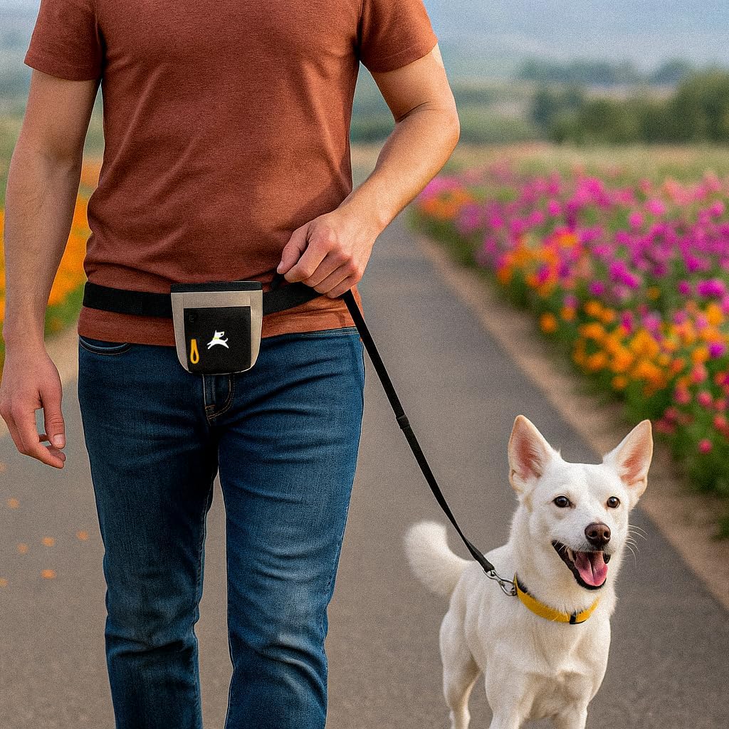 OllyDog Goodie Treat Bag, Dog Treat Pouch, Waist Belt Clip for Hands-Free Training, Magnetic Closure, Dog Training and Behavior Aids, Three Ways to Wear (Wasabi Stone)