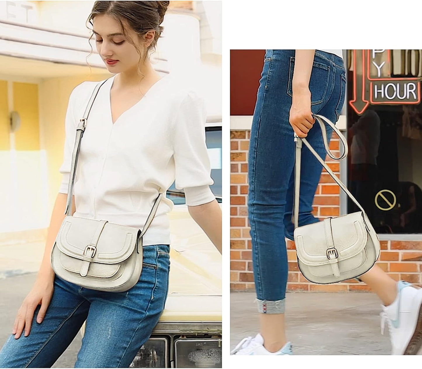 Crossbody Bags for Women Small Over the Shoulder Saddle Purses and Boho Cross body Handbags,Vegan Leather