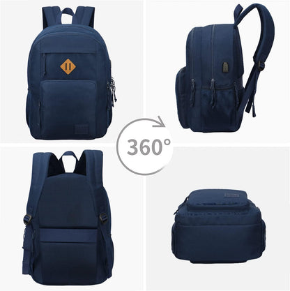 KEOFID classic carry-on travel backpack for men and women, Anti theft laptop backpack with USB charging port, large backpack for college(dark black）