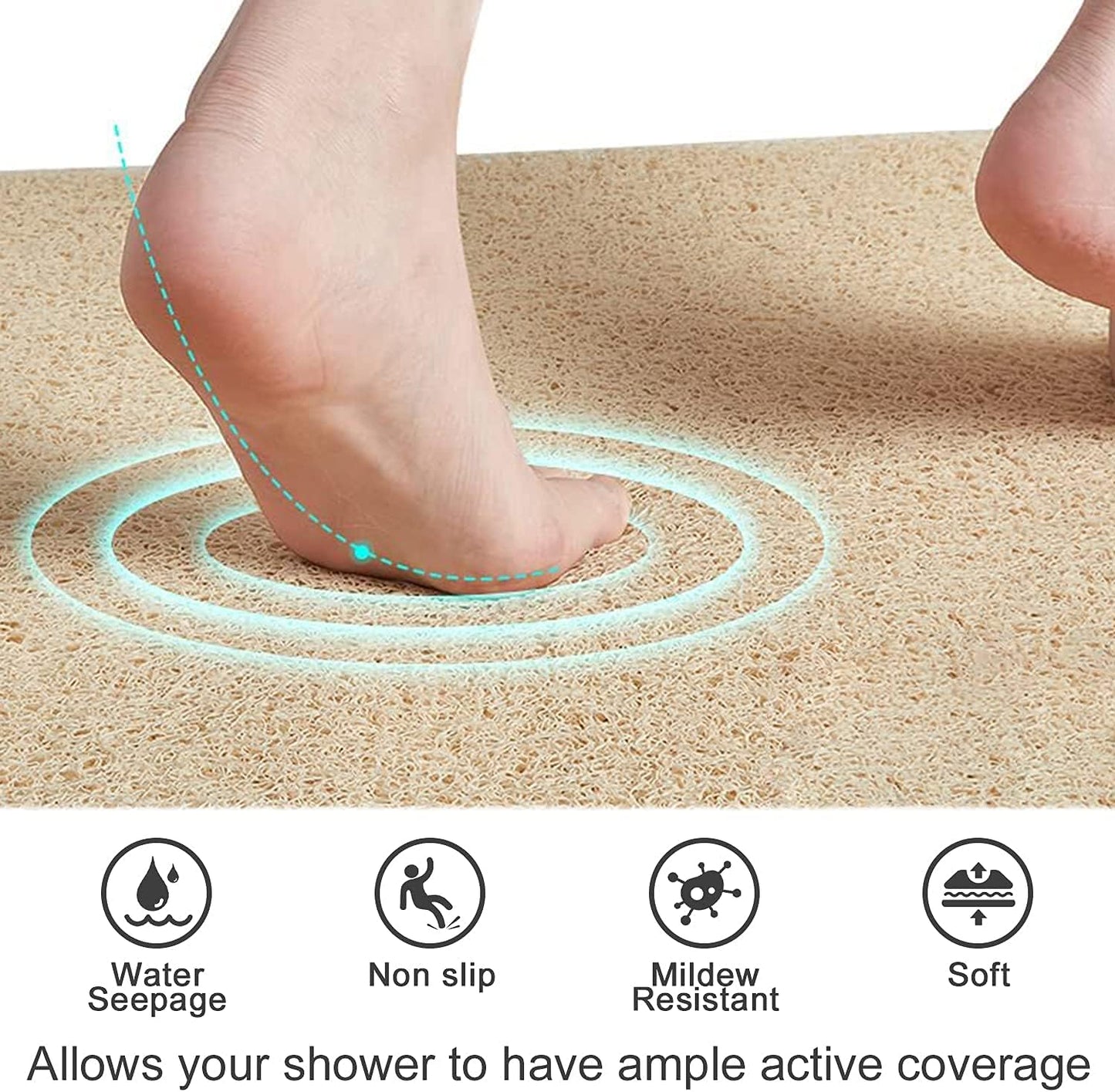 Loofah Mats for Shower, Non Slip | Quick Drying | Soft on Your Feet | Soft Textured Shower Mat Bath Mat Bathtub Mat Massage Mat Loofah Mat for Bathroom,Shower Tub or Wet Areas
