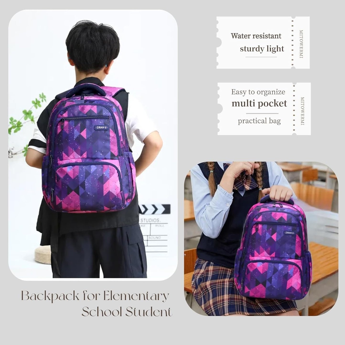 Kids Backpack for Boys Girls Nylon Elementary School Bags Durable Children Bookbags Casual Travel Back Pack