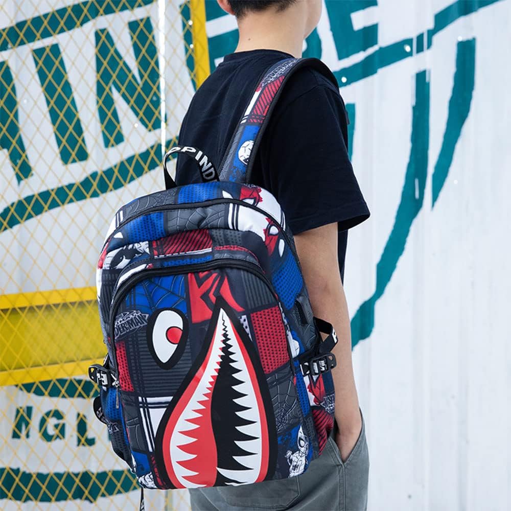Boys' backpack School Backpack,Stylish backpack with USB port.Laptop Backpack can hold 15.6in Notebook (Red)
