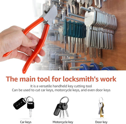 Key Cutter, 2-in-1 Tooth Key Cutting Pliers, Hard Alloy Steel Key Cutter Machine Tool, Multifunctional Manual Key Duplicate Pliers for Vehicle Car Door Keys, Chrome