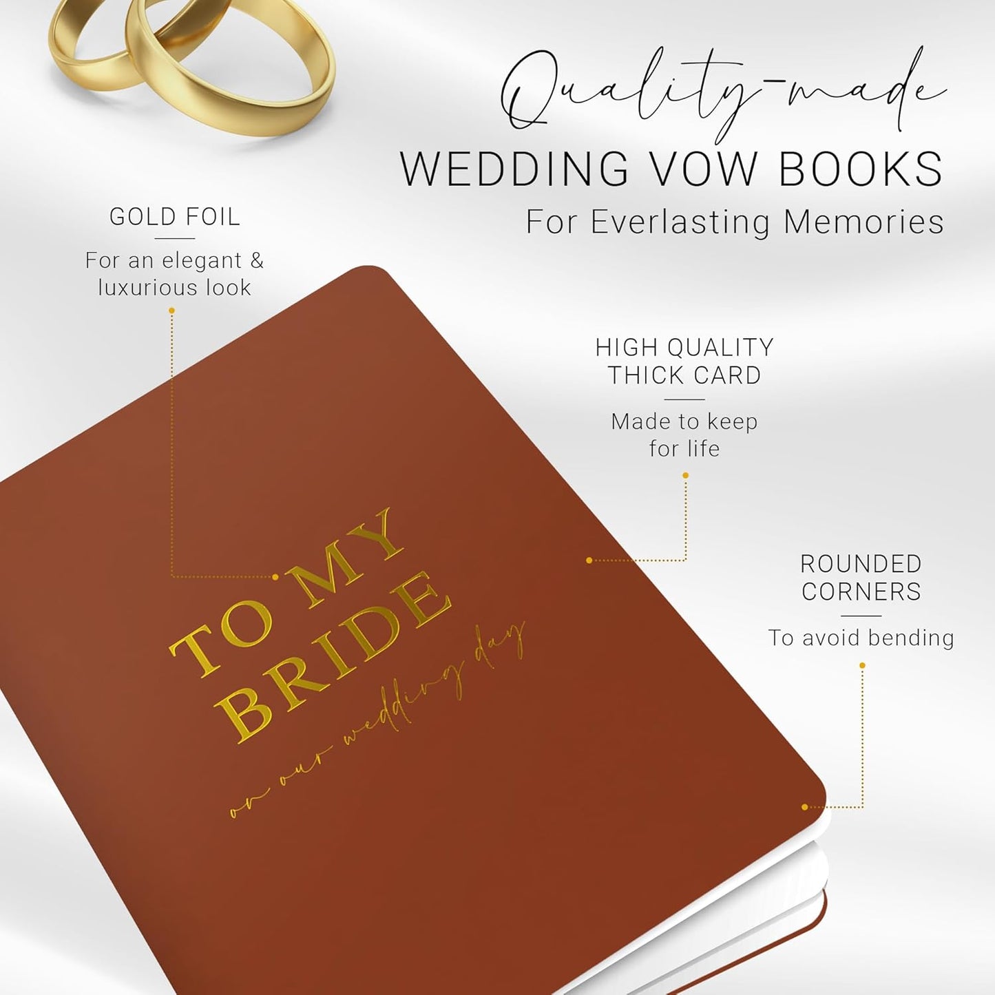 Wedding Vow Books His and Hers, Gold Foil Lettering & Keepsake Sleeve, Wedding Day Essentials, Beautiful His and Hers Gifts for The Bride and Groom (Cream & Cream)