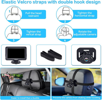 Rohent Baby Car Camera HD 1080P - Rear-Facing Infant Monitor with Night Vision Car Camera for Baby 150° Wide-Angle Lens Anti-Glare Screen Easy Install 360° Adjustable Display