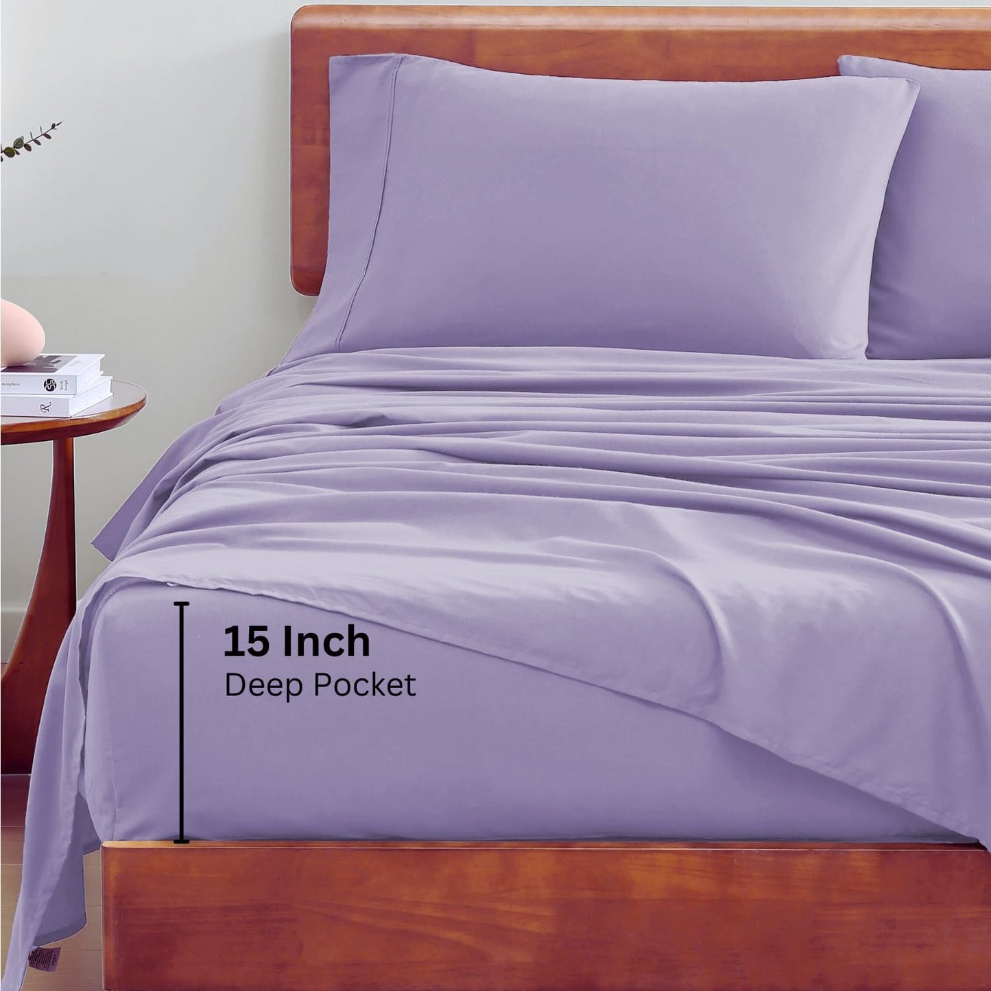 Lane Linen 100% Organic Cotton Queen Sheet Set, 4-Piece Percale Bed Sheets for Queen Bed - Soft, Breathable, Hypoallergenic, Deep Pocket Fits Mattress Up to 15" Deep, Hotel Quality Sheets - White