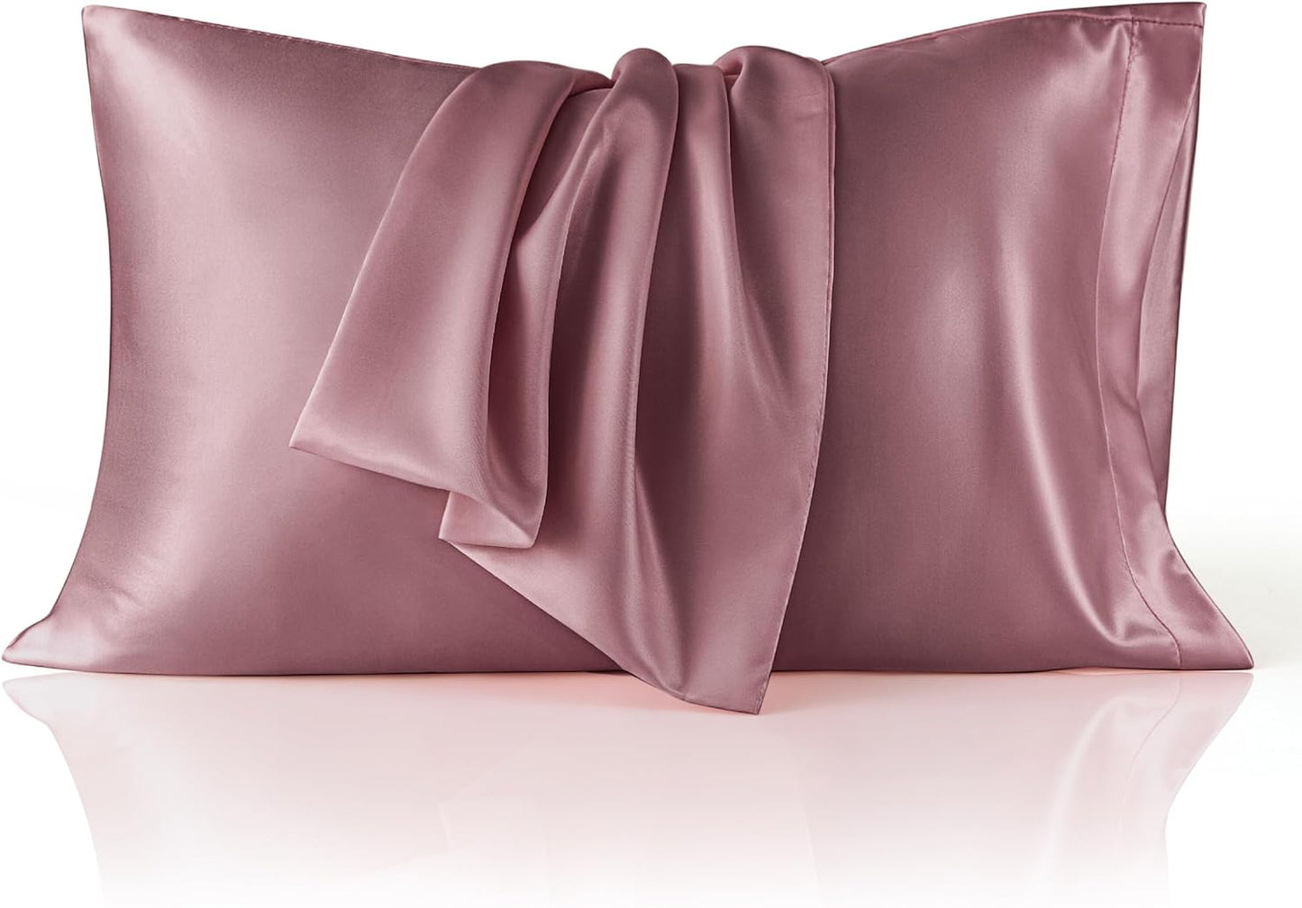 Bedsure Satin Pillow Case Queen Size 2 Pack, Similar to Silk Pillow Cases, Silky Pillowcase Covers with Envelope Closure, Room Decor Valentine Gifts for Women Men, Grey, 20x30 Inches