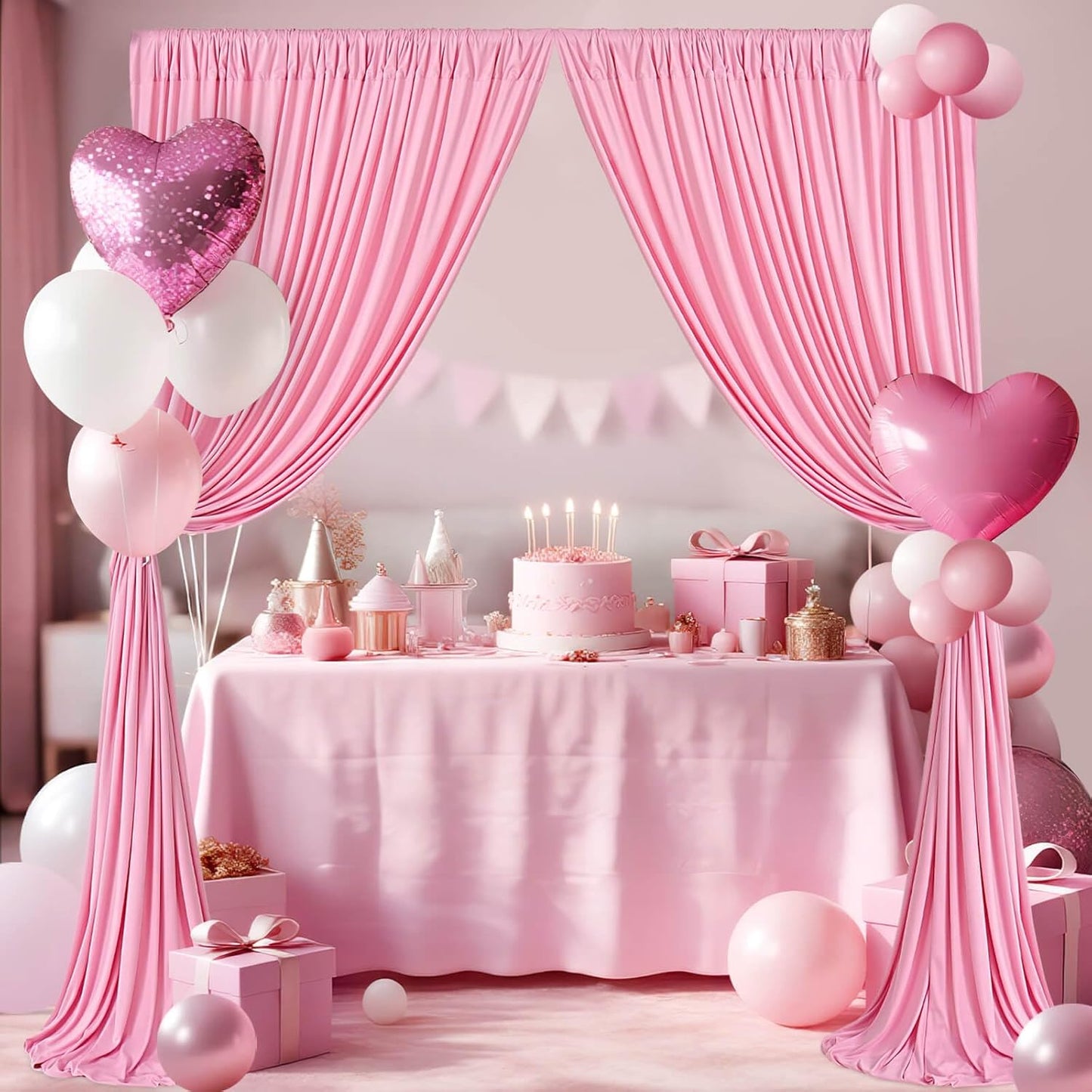 10.6x10Ft White Backdrop Curtain Parties Photo Curtains Backdrop Drapes Fabric for Wedding Birthday Baby Shower Decorations