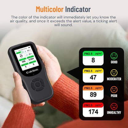 LifeBasis 11-in-1 Indoor Air Quality Monitor with CO₂ Detector, AQI Meter & Smart Alerts