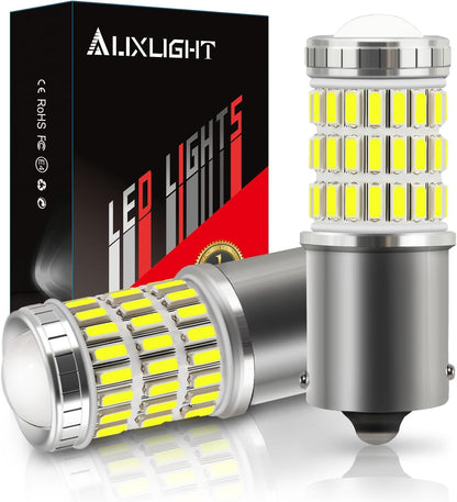 AUXLIGHT 3157 3156 4157 3057 3357 LED Bulbs, Ultra Bright 60-SMD LED Replacement for Turn Signal Blinker Lights, Brake/Tail Lights, Parking/Running Lights, Amber Yellow (Pack of 2)