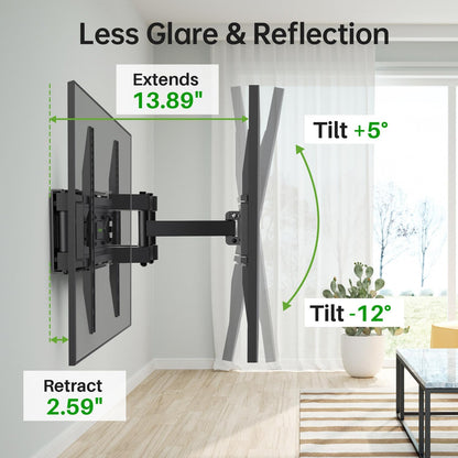 USX MOUNT Full Motion TV Wall Mount for 32-65 Inch TVs up to 99 Lbs, Wall Mount TV Bracket Smooth Swivel Extension, Articulating TV Mount Fit 12" 16" Wood Studs, Max VESA 400x400mm, XMM908