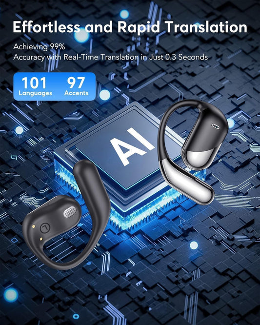 Real-Time AI Translation Earbuds - 198 Languages 3-in-1 Translating Device, Écouteurs traducteurs Anglais-français, Clear Voice Translation Headphones with Charging Case for Travel & Learning