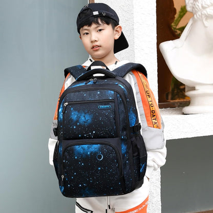 Boys Backpacks Primary Junior High School Bag Kids Bookbag with Lunch Bag 3 in 1 Casual Daypack Set Space Galaxy Durable Knapsack