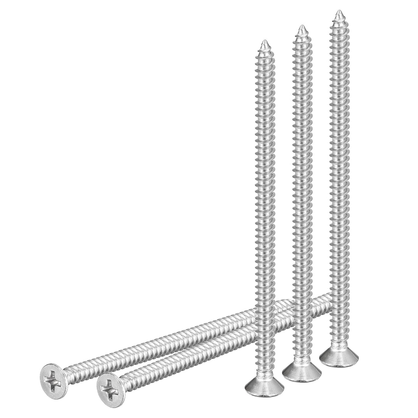DTGN 100Pcs #8x1 Flat Head Wood Screws, 304 Stainless Steel Phillips Self Tapping Screws - Good for Woodworking, Furniture - Silver
