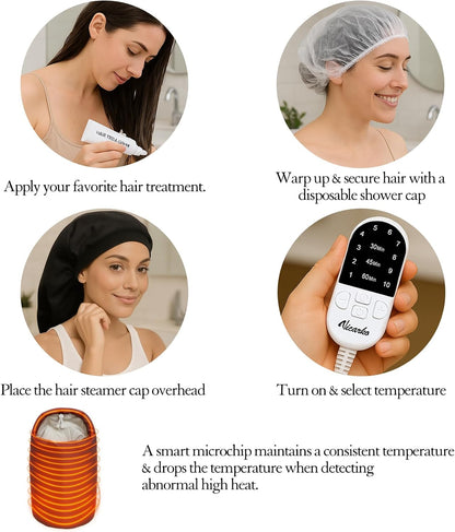 VICARKO Hair Steamer Cap for Deep Conditioning and Natural Hair Home Use