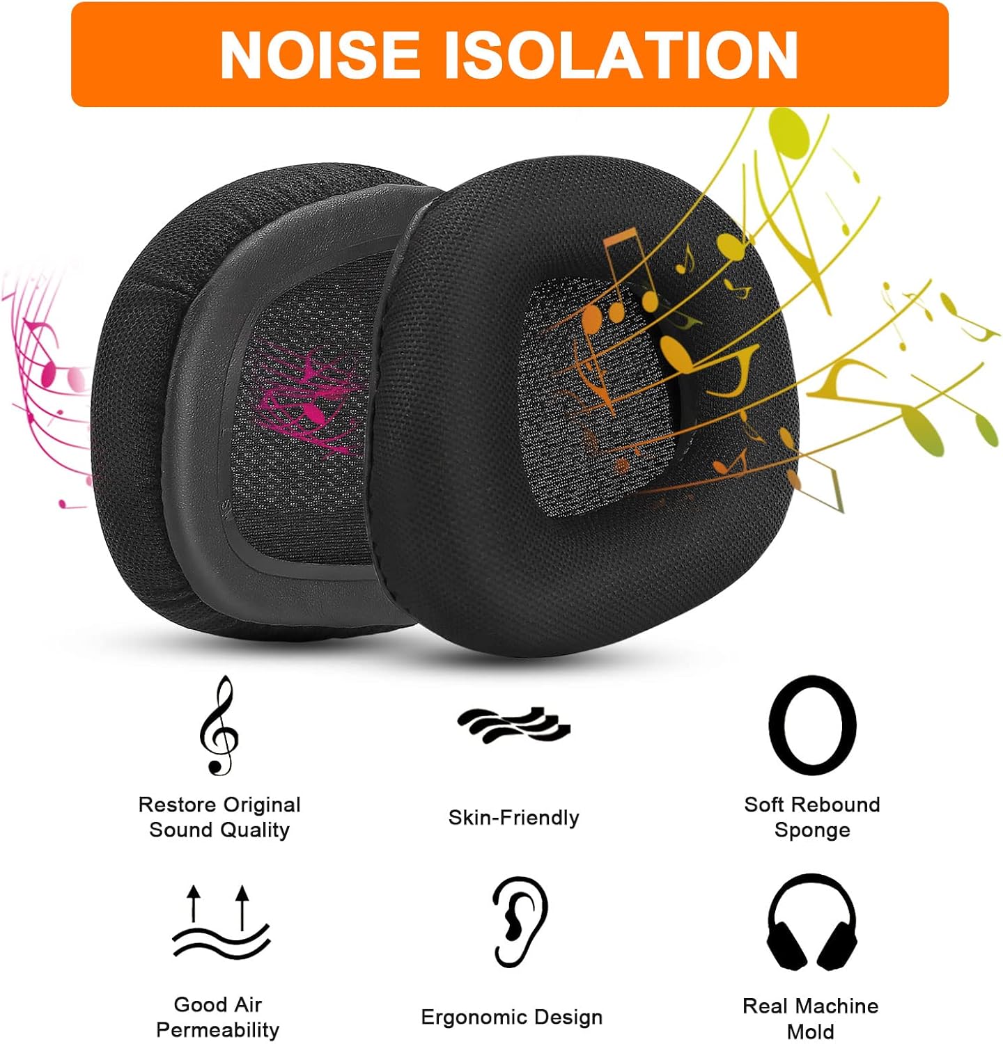 Replacement Ear Pads Cushions for Corsair Void/Void Pro/Pro RGB/RGB SE/Elite/Surround Wired & Wireless Gaming Headsets (Cooling-Gel & Noise Isolation Foam)