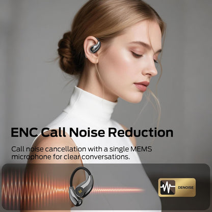 Monster Open Ear AC510 Earbuds, Bluetooth6.0 Wireless Earbuds, Stereo Sound Ear Buds with AI Intelligent Noise Reduction, Type-C Charging, Touch Control, 30H Playback, IPX6 Waterproof Earphones(Black)