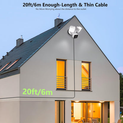 Câble d'alimentation et support enfichable pour caméras de projecteur compatibles avec Floodlight Cam Wired Pro/Plus, caméra de projecteur filaire Blink, boîtier électrique avec câble résistant aux intempéries de 6,1 m (support et cordon 2 en 1)