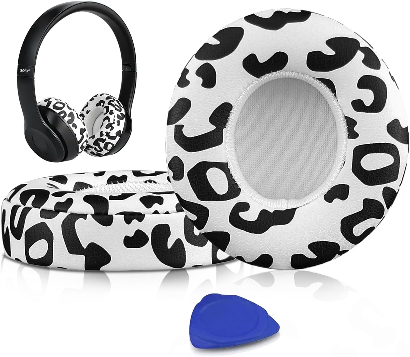 SoloWIT® Ear Pads Cushions Replacement, Earpads for Beats Solo 2 & Solo 3 Wireless On-Ear Headphones with Soft Protein Leather, Stronger Adhesive, Noise Isolation Memory Foam - Black