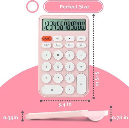 VEWINGL Mechanical Switch Calculator, 12 Digit Large LCD Display and Buttons, Great for Everyday Life and Basic Office Work, with Battery