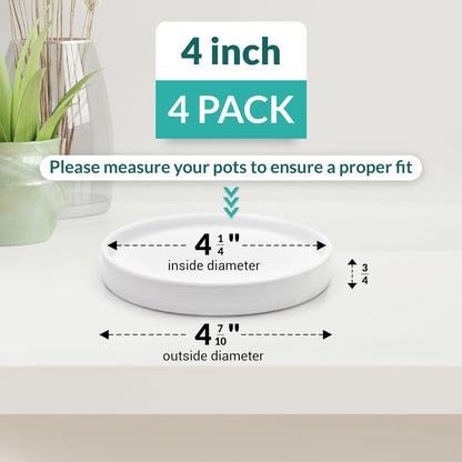 Heavy Duty Ceramic Black Plant Saucer - with Silicone Feet for Added Surface Protection - Scratch-Resistant Plant Drip Trays for Pots 8.3" at the Base or Less, Plant Plate, 7-8 Inch Plant Saucer