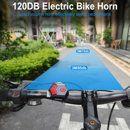 Antfire Electric Bike Horn, 120DB Loud Bike Horn for Adults, USB Rechargeable Bicycle Bell, 2 Sound Modes IP65 Waterproof Bicycle Horn with Alarm for Road Bicycle, Mountain Bike, Scooter