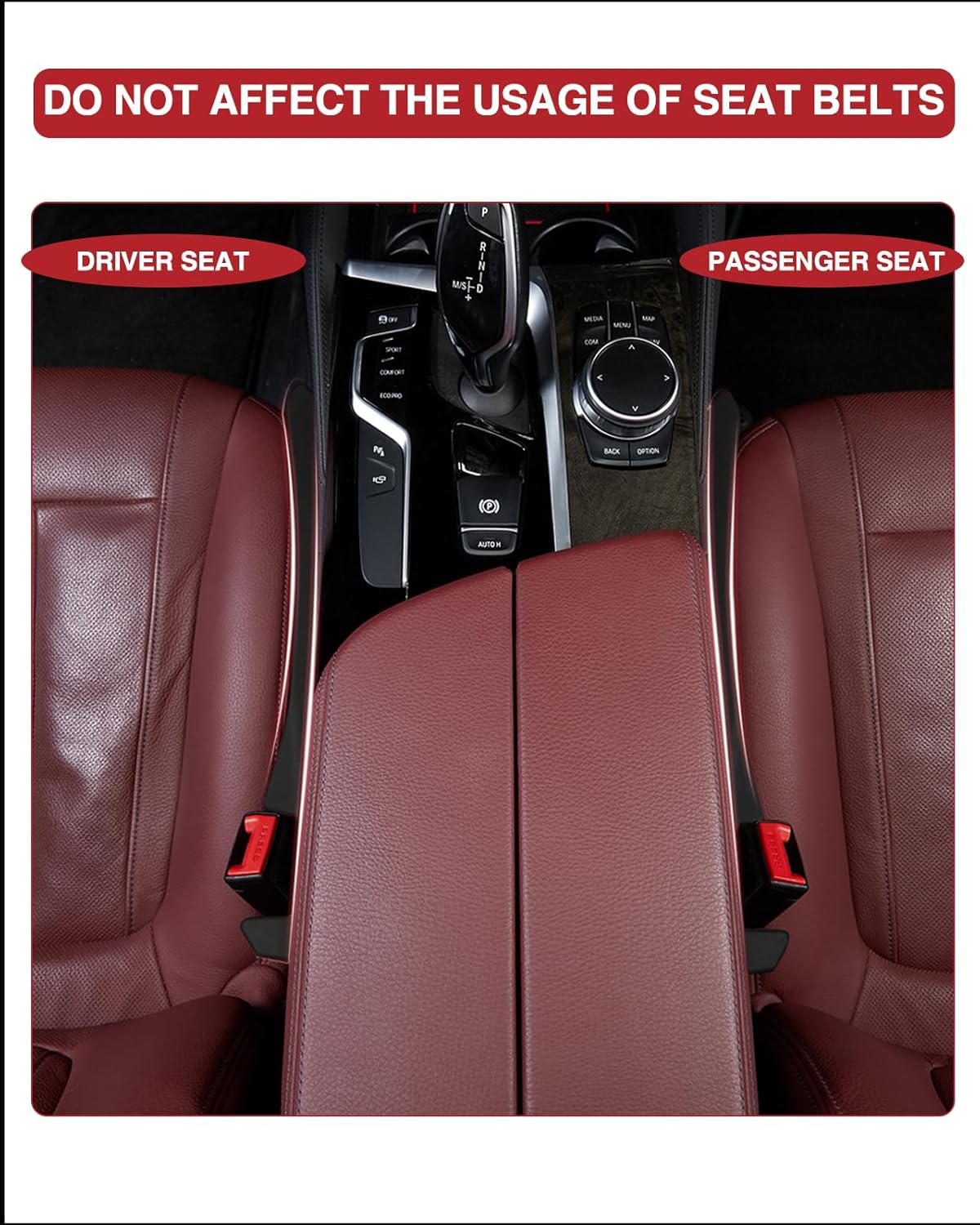 MBERFITU 2 Pack Car Seat Gap Filler Organizer, PU Leather Seat Crevice Blocker Fill The Gap Between Seat and Center Console Stop Things from Dropping (Updated Version)