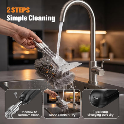 2026 Upgraded Electric Grill Brush: Cordless BBQ Cleaner with 2-Speed Powerful Motor, Reciprocating Clean, Reaches Grill Grate Sides & Corners, 20kg High-Torque Electric BBQ Brush with LED Light
