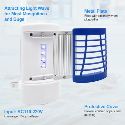 Bug Zapper Indoor,Electronic Fly Zapper Lamp for Familie,LED Lights Eliminates Flies Flying Pests - Non-Toxic - Silent - Effective Operation UV