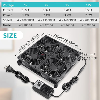 Wathai High Airflow Router Cooling Fan for Computer Cooler TV Small Box DC 5V USB Power 120mm 240mm Fan with Multi Speed Controller