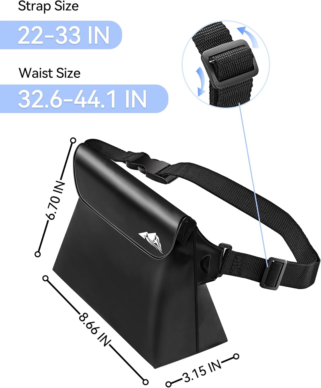 HEETA 2-Pack Waterproof Pouch with Waist Strap, Screen Touchable Dry Bag with Adjustable Belt for Phone Valuables for Kayaking Swimming Snorkeling Boating Fishing Surfing Beach (Black & Blue)