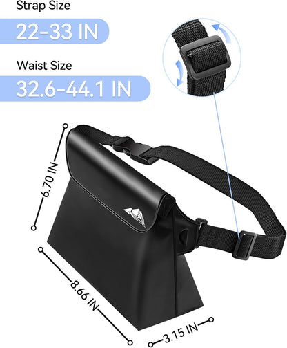 HEETA 2-Pack Waterproof Pouch with Waist Strap, Screen Touchable Dry Bag with Adjustable Belt for Phone Valuables for Kayaking Swimming Snorkeling Boating Fishing Surfing Beach (Black & Blue)